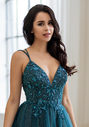 Glitzerabendkleid mit Tüll und Rückenschnürung in Glitter Peacock