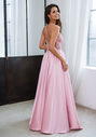 Abendkleid aus Mikado mit Strassbesatz in Pearl Pink