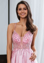 Abendkleid aus Mikado mit Strassbesatz in Pearl Pink