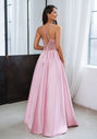 Abendkleid aus Mikado mit Strassbesatz in Pearl Pink