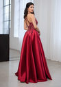 Robe de soirée en mikado avec strass en rouge Rio