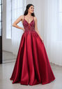 Abito da sera mikado con strass in Rio Red