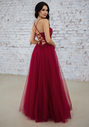 Vestido de noche de tul con lazada en la espalda en Virtual Red