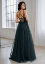 Glitter evening dress with tulle and back lacing in Glitter Botanical