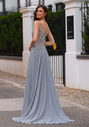 Chiffon evening dress with rhinestones in Ghost Gray
