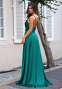 Evening dress made of satin in posy green