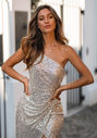 Glitzerndes Abendkleid in Ghost Grey