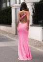 Glittering evening dress in shocking pink