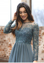 Abendkleid mit Ärmeln und Spitzenapplikationen in Moonlight Jade
