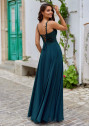 Fließendes Abendkleid mit Strassapplikationen in Botanical Green