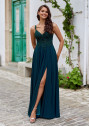 Robe de soirée fluide avec applications de strass en vert botanique