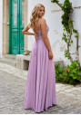 Flowing evening dress with rhinestone applications in lavender snow