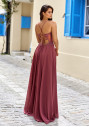 Evening dress with embroidery details in Marsala Red