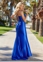 Satin evening dress in Palace Blue