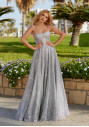 Sparkling evening dress in glitter silver