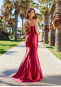 Satin evening dress in Rio Red