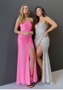 Glittering evening dress in shocking pink