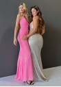 Glittering evening dress in shocking pink