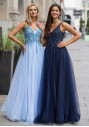 Robe de soirée longue au sol en Twilight Blue