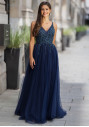 Abito da sera lungo fino a terra in Twilight Blue