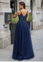 Abito da sera lungo fino a terra in Twilight Blue