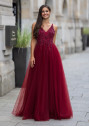 Floor-length evening dress in Rio Red