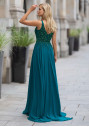 Abito da sera in chiffon con strass in verde mazzetto