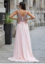 Chiffon evening dress with rhinestones in pearl pink