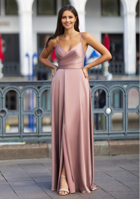 Abendkleid aus Satin in Shining Cappuccino 