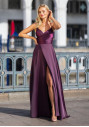 Evening dress made of satin in royal purple
