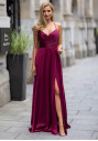 Satin evening dress in Rio Red