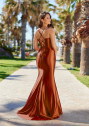 Satin Abendkleid in Tandoori Brown