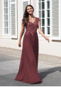 Abendkleid aus Chiffon mit Stickerei in Marsala Red
