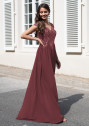Robe de soirée en mousseline avec broderie en Marsala Red