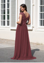 Chiffon evening dress with embroidery in Marsala Red
