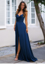 Evening dress in twilight blue satin