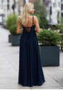 Fließendes Abendkleid mit Strassapplikationen in Twilight Blue
