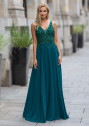 Chiffon Abendkleid mit Strass-Verzierungen in Posy Green
