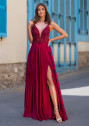Satin evening dress with slim straps in Shining Rio
