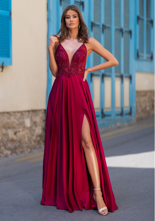 Robe de soirée en satin à bretelles fines Shining Rio