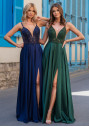 Satin evening dress with slim straps in Shining Posy