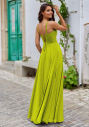 Fließendes Abendkleid mit Strassapplikationen in Kiwi Green