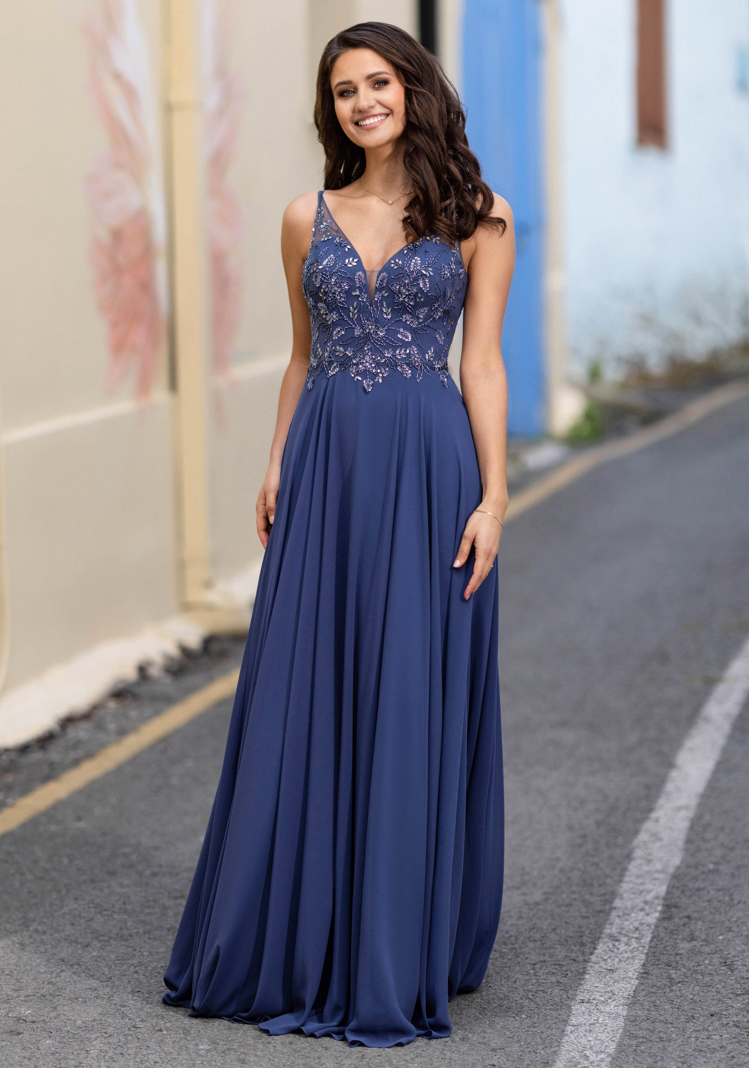 Vestidos De Graduación Vestido Largo De Gasa Bordado Elegante