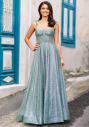 Sparkling evening dress in Glitter Moonlight Jade