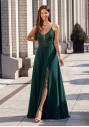 Robe de soirée avec détails brodés en vert botanique