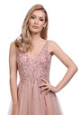 Evening dress made of tulle with rhinestones in Dawn Pink