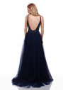 Abendkleid aus Tüll mit Strassbesatz in Twilight Blue
