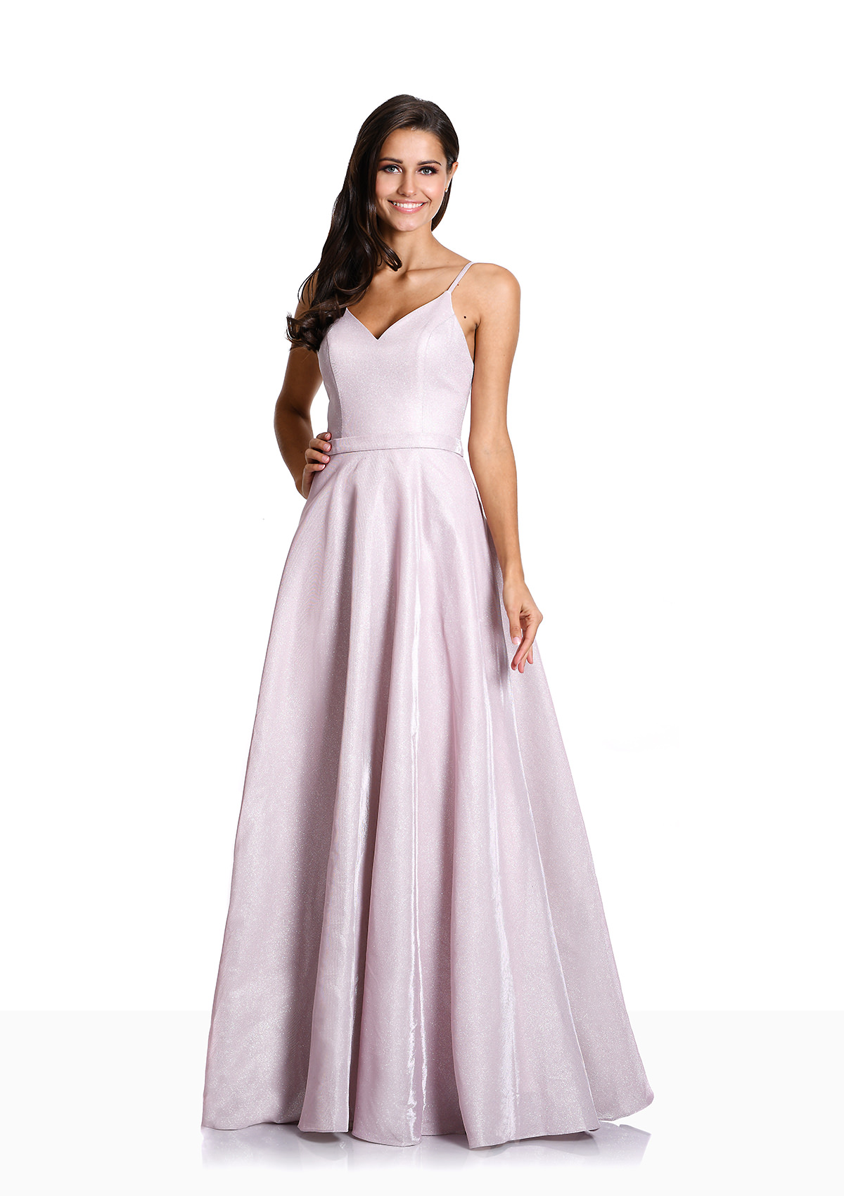 Glitzerabendkleid mit ausgestelltem Rock in Glitter Pink ...